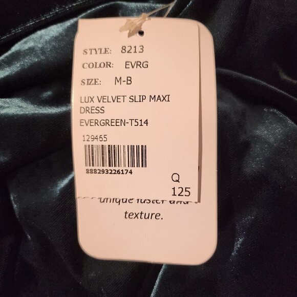 2/$50 Social Bridesmaids Lux Velvet Evergreen Slip Maxi Dress Size M | Elegant - Picture 7 of 8